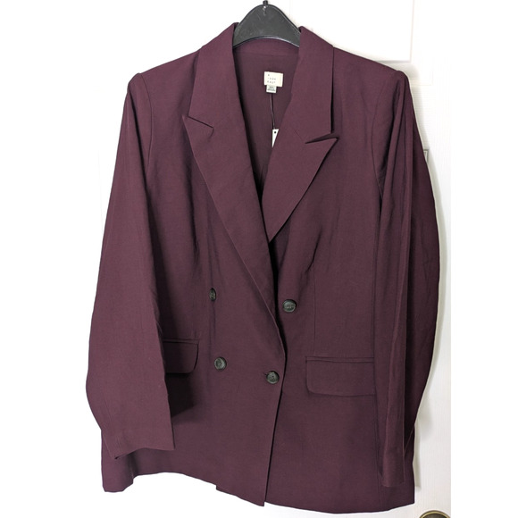 a new day Jackets & Blazers - Womens Double Breasted Blazer XXL Maroon Lined Suit Jacket